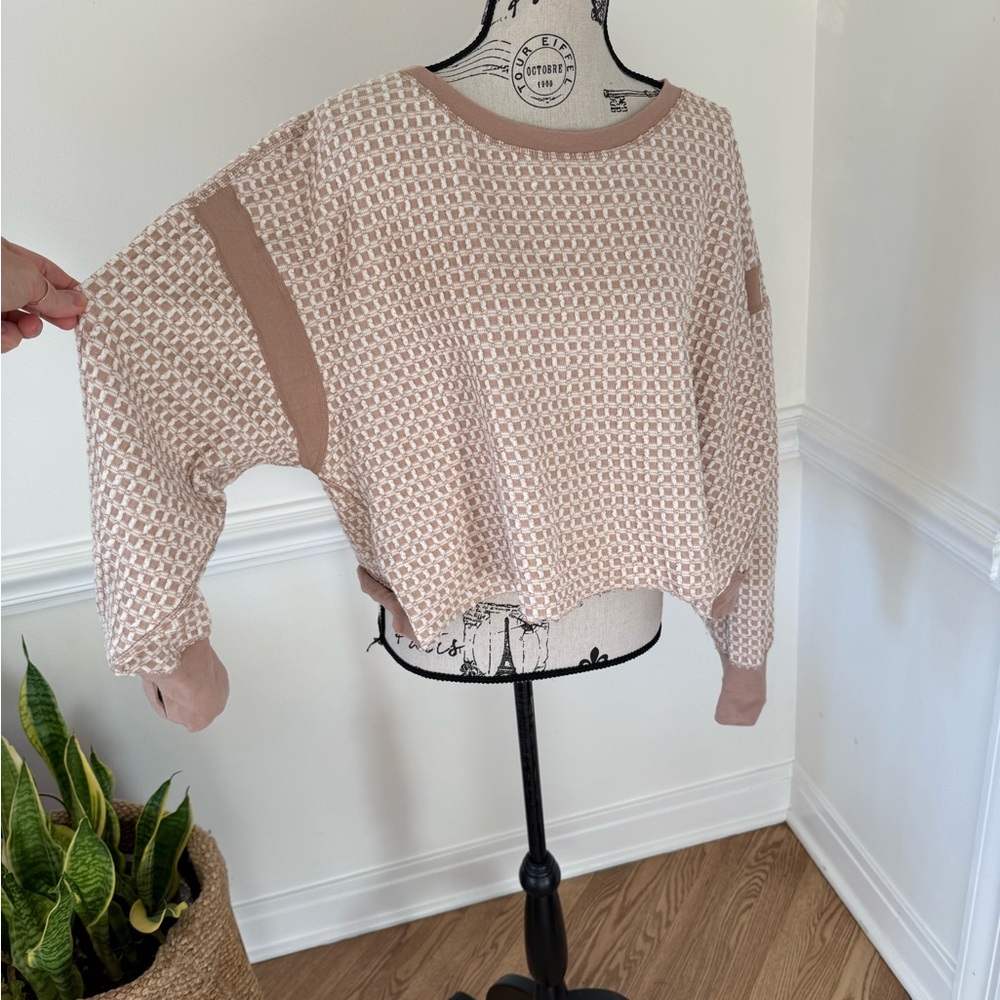 FP Movement by Free People Beige and White Striped Cropped Long Sleeve Top - Picture 7 of 8